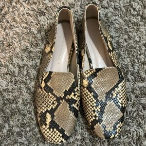 Zara basic snake skin flats.  Very comfortable.